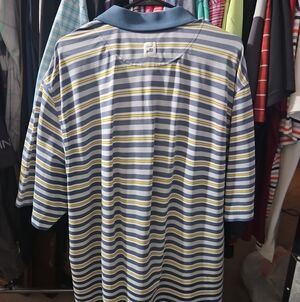 FootJoy Men’s Striped Performance Polo - Blue, Gray & Yellow